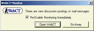 WebCT Monitor New Mail Notification Window